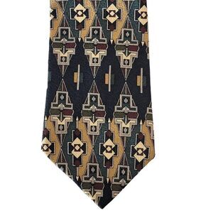 Arnold Palmer Silk Geometric Mens Necktie Tie 62 Inches Aztec Western Print Blue
